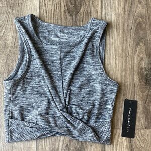 Yogalicious Heathered Gray Twist Tank Top